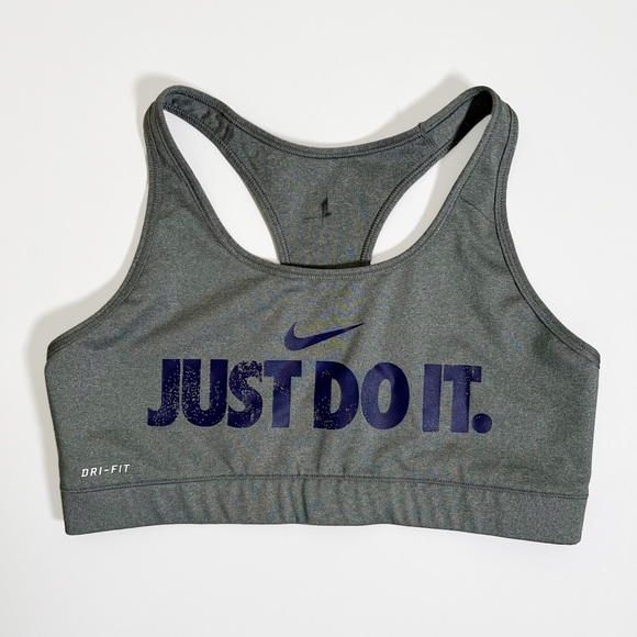 Nike Other - Nike Pro Dri-Fit Just Do It Logo Sports Bra Grey Blue Size L